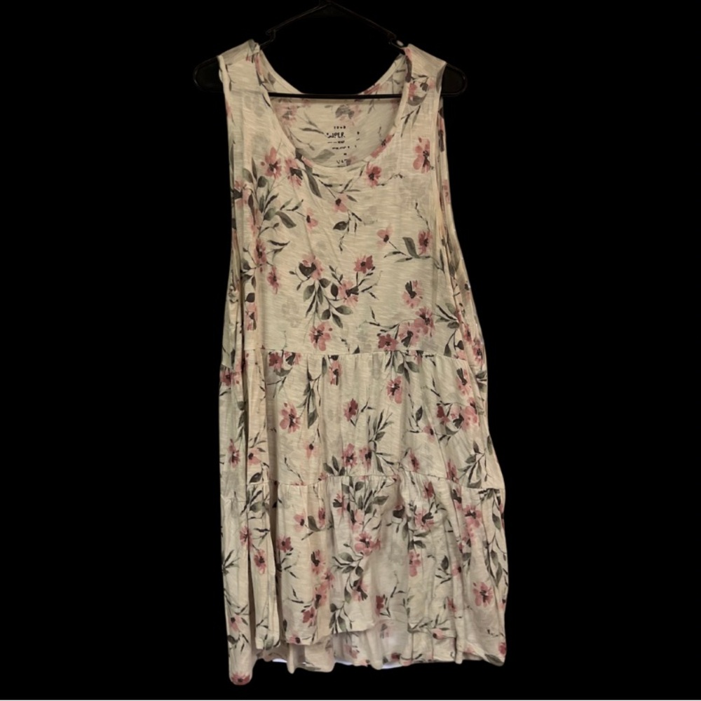 Superdry Floral Tank Top in Cream and Pink